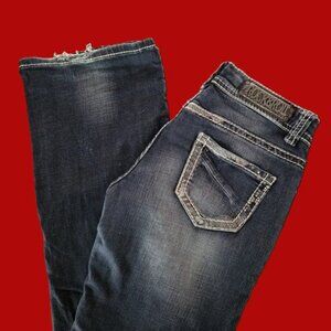 Rock & Roll Cowgirl Dark Wash Low Rise Boot Cut Western Jeans